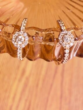 The Last Line LA 14K Gold & White Diamond Huggies – Large White Diamond Center